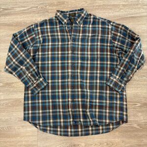 Viyella Check Regular Fit Men Blue Gray Flanel Wool Cotton Shirt sz XXl